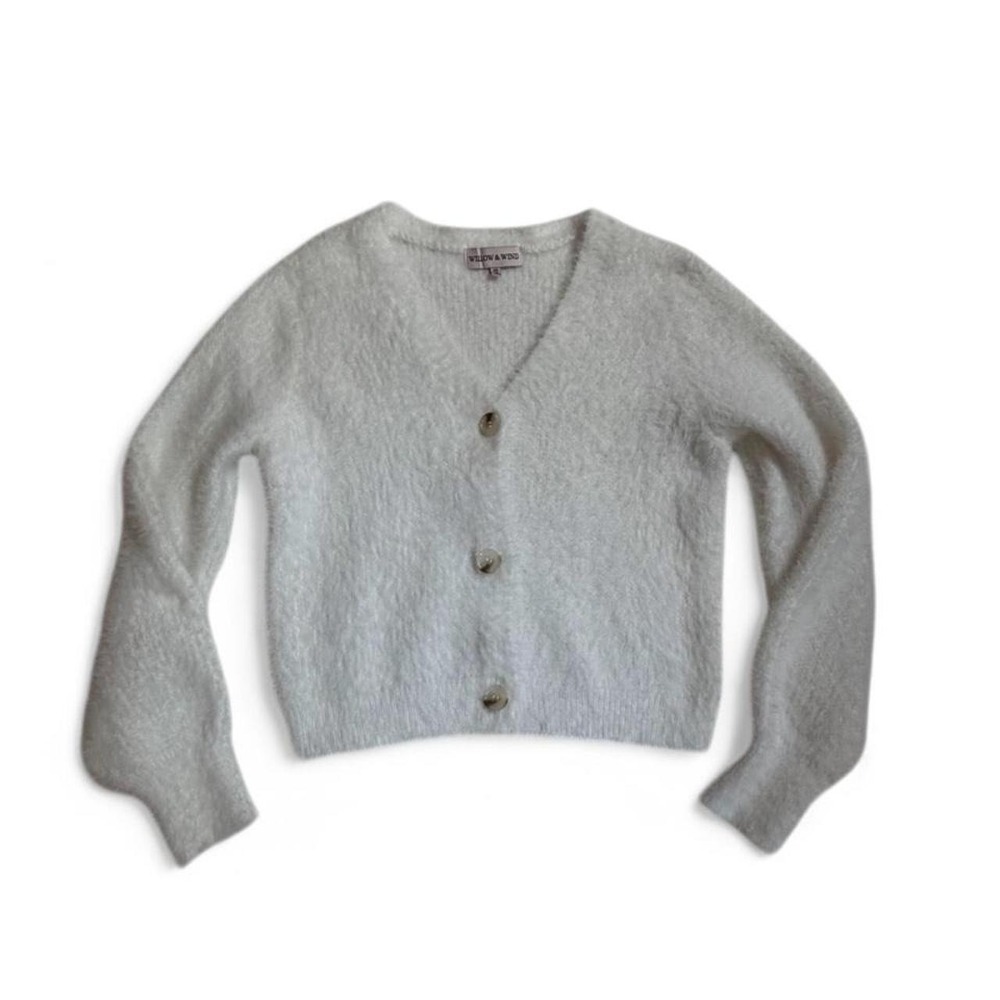 Willow & Wind White fuzzy cardigan